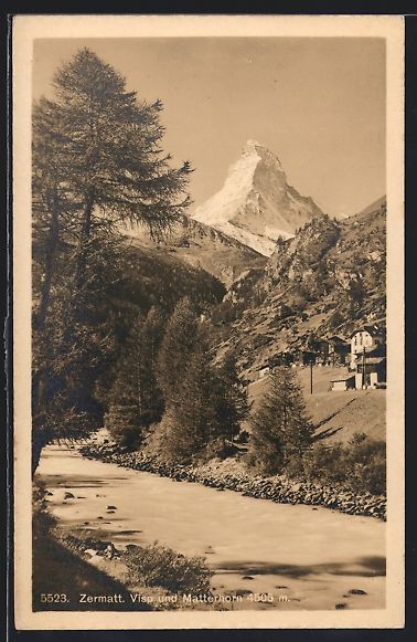 Ansichtskarten: Zermatt, Strassenpartie mit Visp und Mat – Gebraucht aus Berlin von bartko-reher