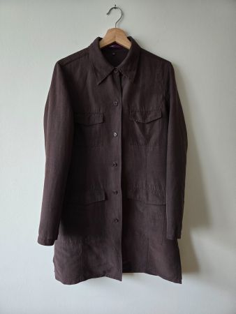 VINTAGE LEICHTE JACKE AUS SEIDE/LEINEN, BRAUN, 40, GUT ZUST