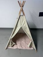Wigiwama Kinder Tipi / Spielzelt mit Bodenmatte – Beige/Rosa