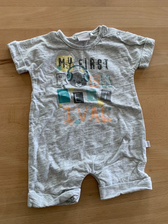 Baby Smile Pyjama Overall Grau mit Print Größe 56 Kaufen auf Ricardo