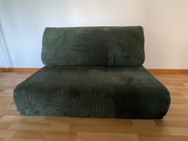 Fauteuil convertible en velours côtelé vert olive