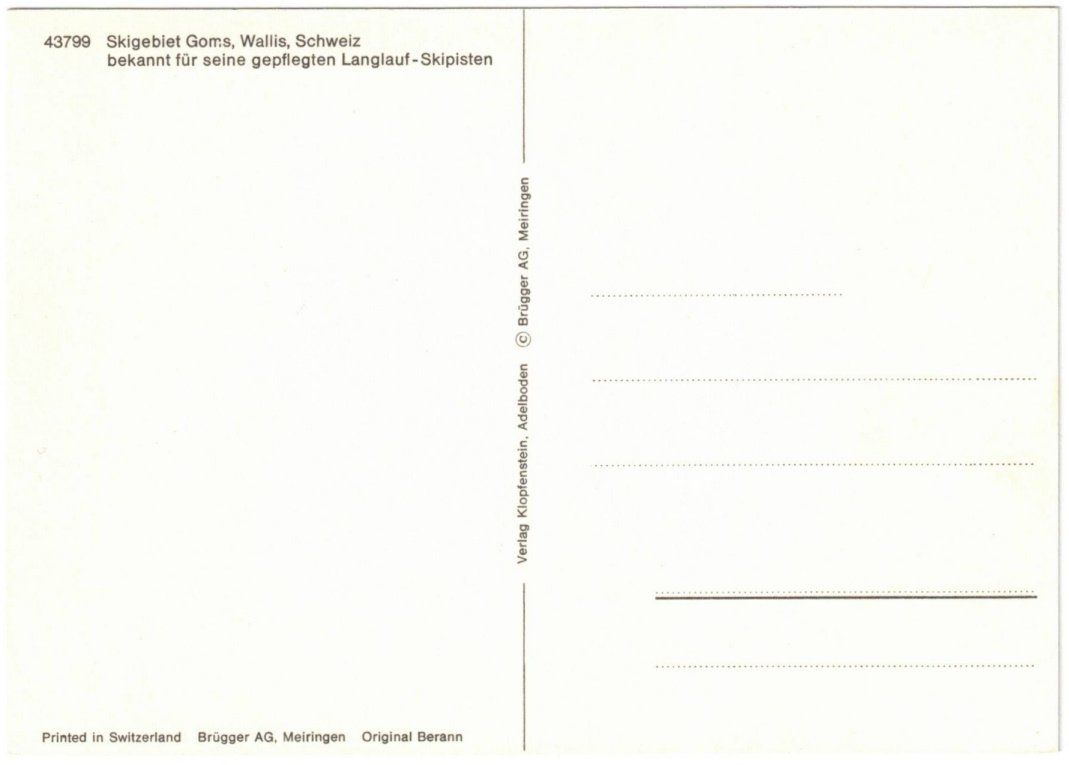 Cartoline postali: Goms - Pistenplan Ober Goms – Usato da Binningen venduto da Mountainrider 1