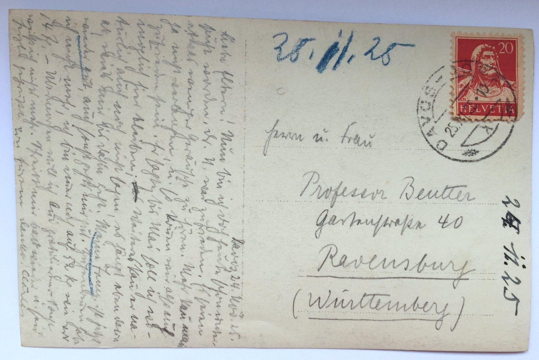 Ansichtskarten: DAVOS gel. 1925 – Gebraucht aus Jona von philajona 1