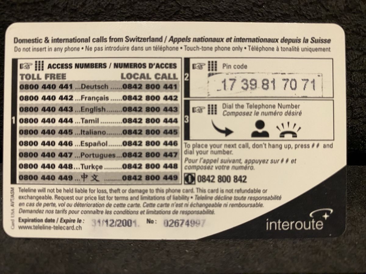 Telefon- & Taxkarten: Teleline  – Gebraucht aus Lausanne von babacard10 1