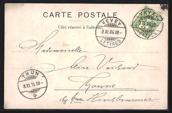 Cartes postales: Litho Vevey, Ortschaft gegen das Ufer – D'occasion à Berlin par bartko-reher 1