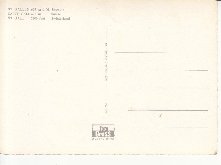 Cartoline postali: St. Gallen ca. 1960 – Usato da Bürglen TG venduto da StampGraf 1