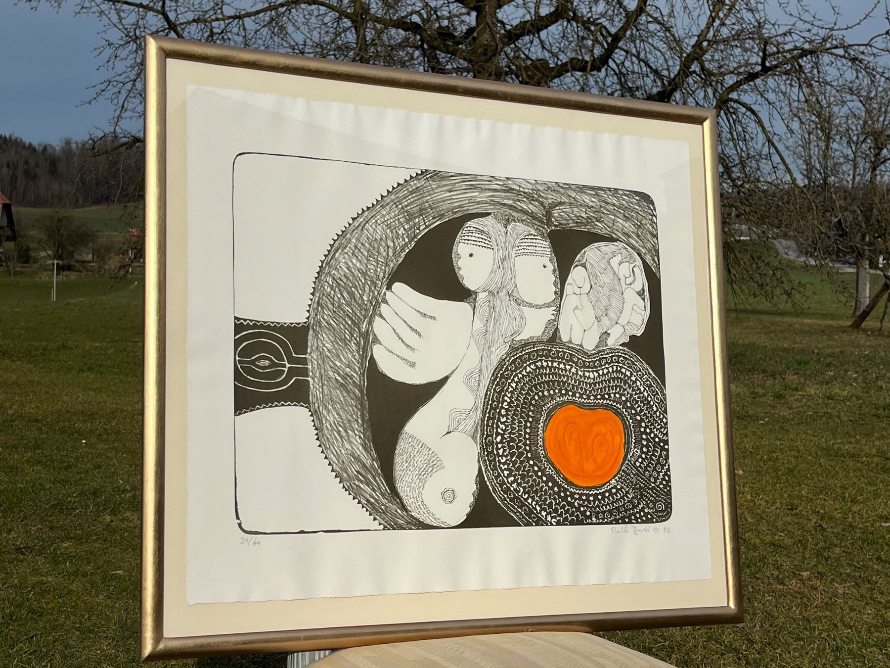 Grafica & Litografie: Bild mit Rahmen Ruth Burri 34/ 60 – Usato da Allmendingen b. BE venduto da juair 1