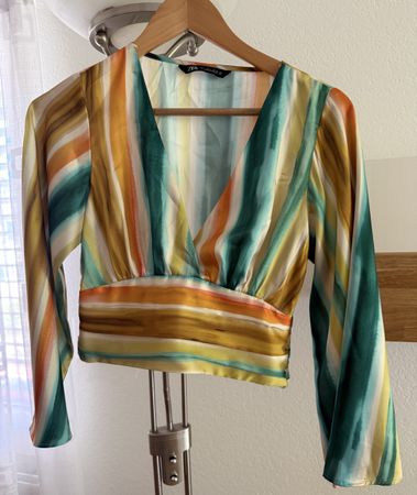 ZARA Damen Bluse Grösse S gestreift V-Ausschnitt 