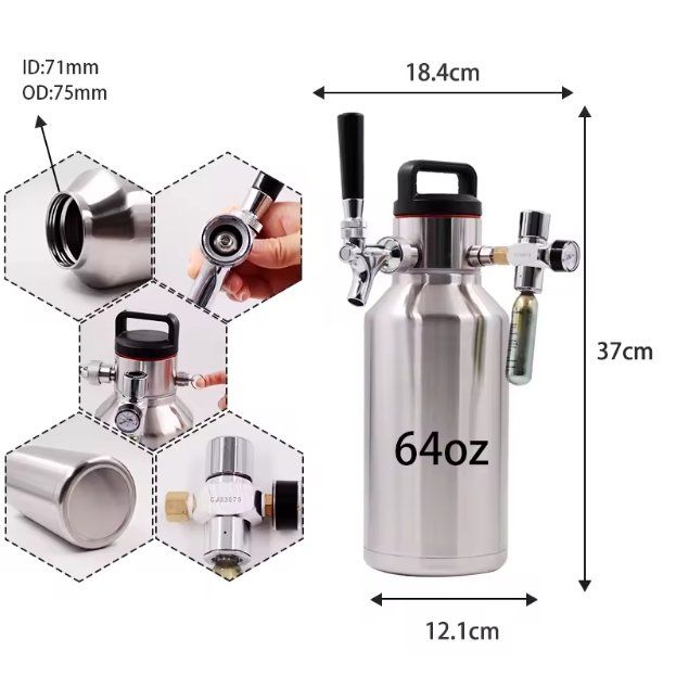 Bicchieri, Caraffe & Bottiglie: Growler de 2L inoxydable et isolé – Nuovo e nell'imballaggio originale da Romont FR venduto da Garcimat 2