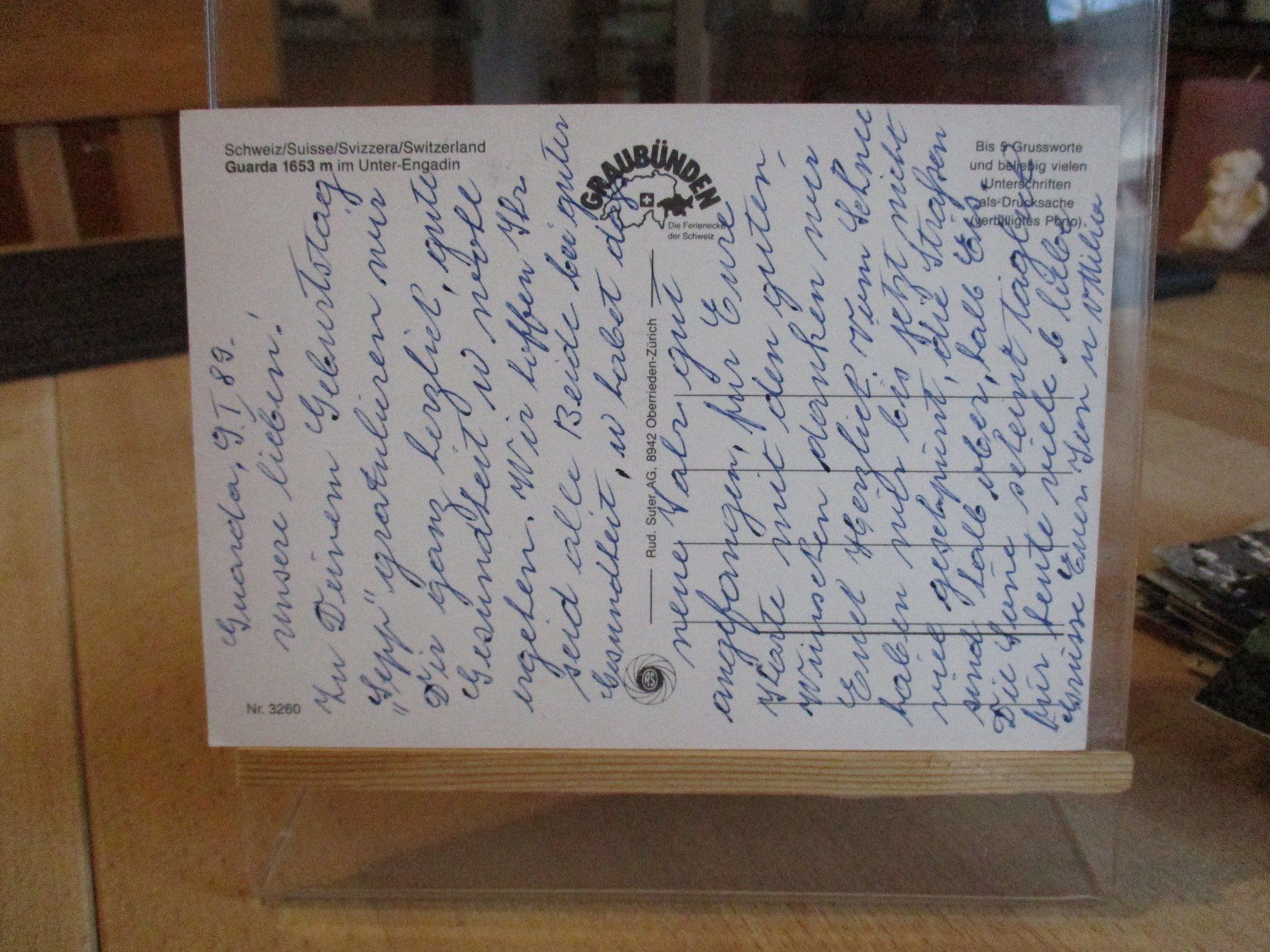 Cartoline postali: Guarda Engadin Postkarte  2  1989 – Usato da Felsberg venduto da sanwill 1
