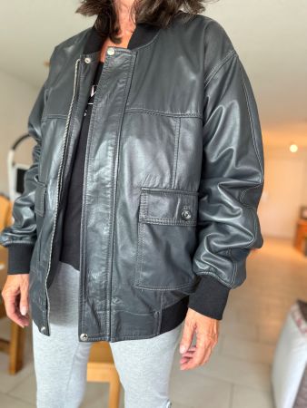 Lederjacke Bomberjacke Schwarz Grösse XL Made in Italy