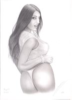 Dessin August Ames sexy original A4 signé (crayon)