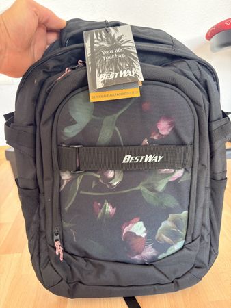 Rucksack BESTWAY Blumenmuster schwarz neu mit Etikett