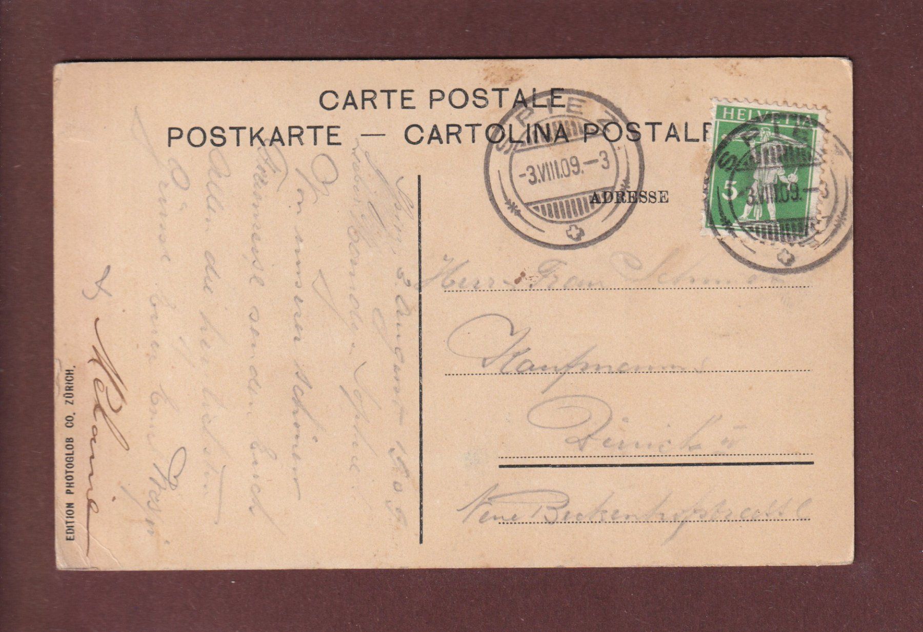 Cartoline postali: SPIEZ - Schloss - 1909 – Usato da Pully venduto da nicecards 1