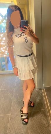 Dior J'Adior 8 knit top white navy blue size S