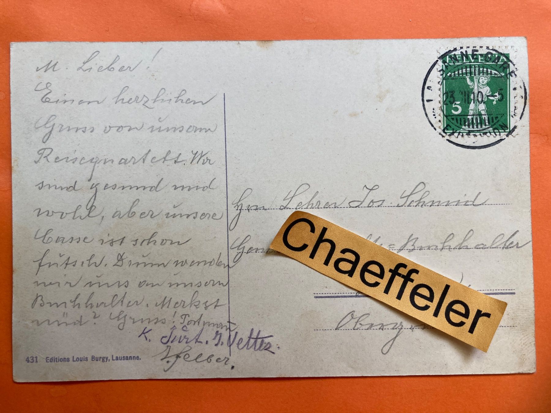 Ansichtskarten: 1910 Lausanne, La Cathédrale – Gebraucht aus Zürich von Chaeffeler 1