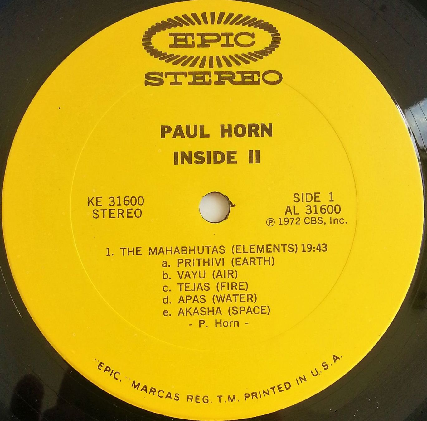 Schallplatten: LP Vinyl:  PAUL HORN - INSIDE II, 1972 – Gebraucht aus Oberriet SG von Manick 2