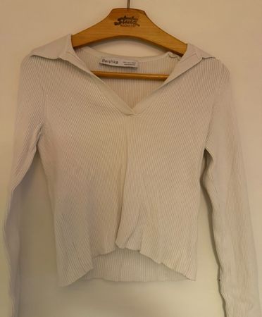 Bershka Rippstrick Weiss Gr M Frühlings-Must-Have