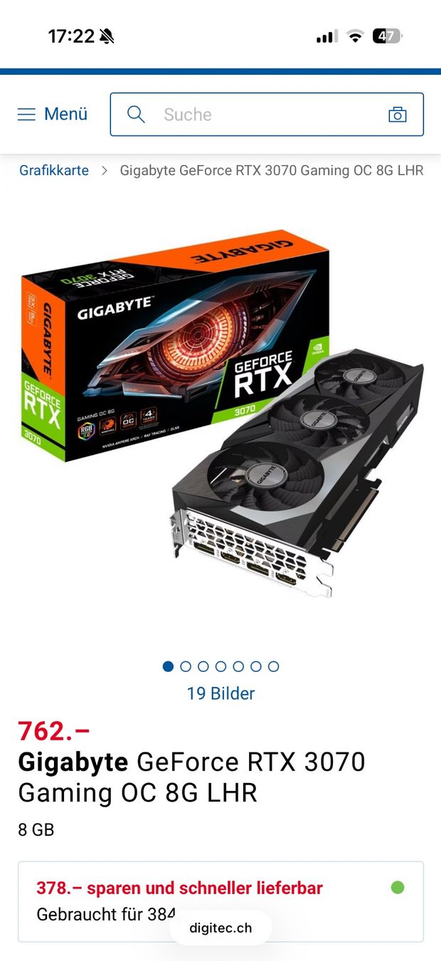 Gigabyte Cartes graphiques: GEFORCE RTX 3070 GIGABYTE GAMING OC 8G – D'occasion à Romanshorn par bru_q8mt 4