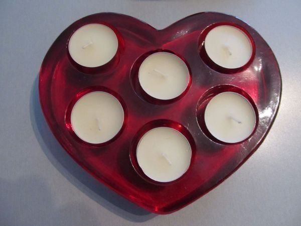 Portacandele: Glas Herz mit Kerzen – Usato da Obfelden venduto da miau68
