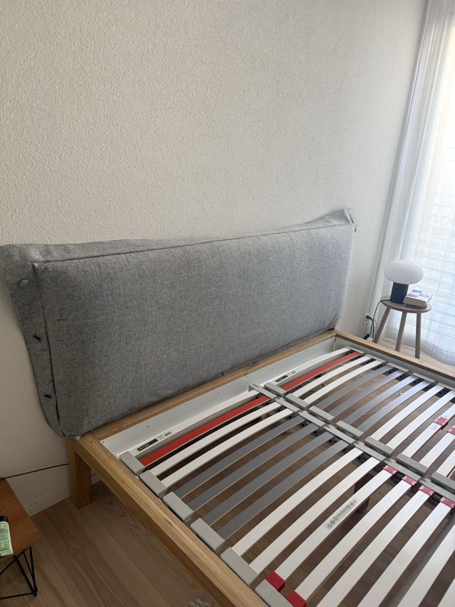 Letti: Hans Hansen Doppelbett Eiche mit Stoffkopfteil grau – Usato da Wettswil venduto da ilona.zlatarev 3