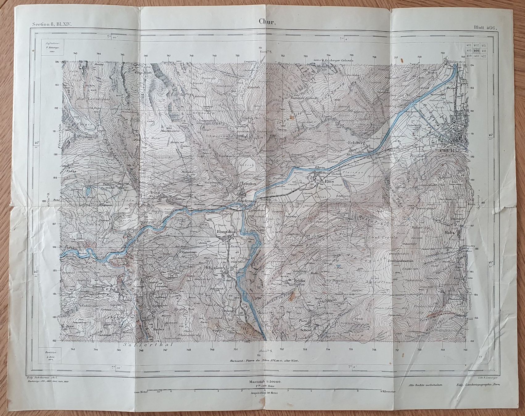 Cartine & Atlanti: Topgraphischer Atlas Schweiz - Chur, 1933 – Usato da Zürich venduto da Vesco01 1