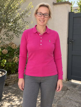 Ralph Lauren | polo rose logo brodé vert | taille S femme