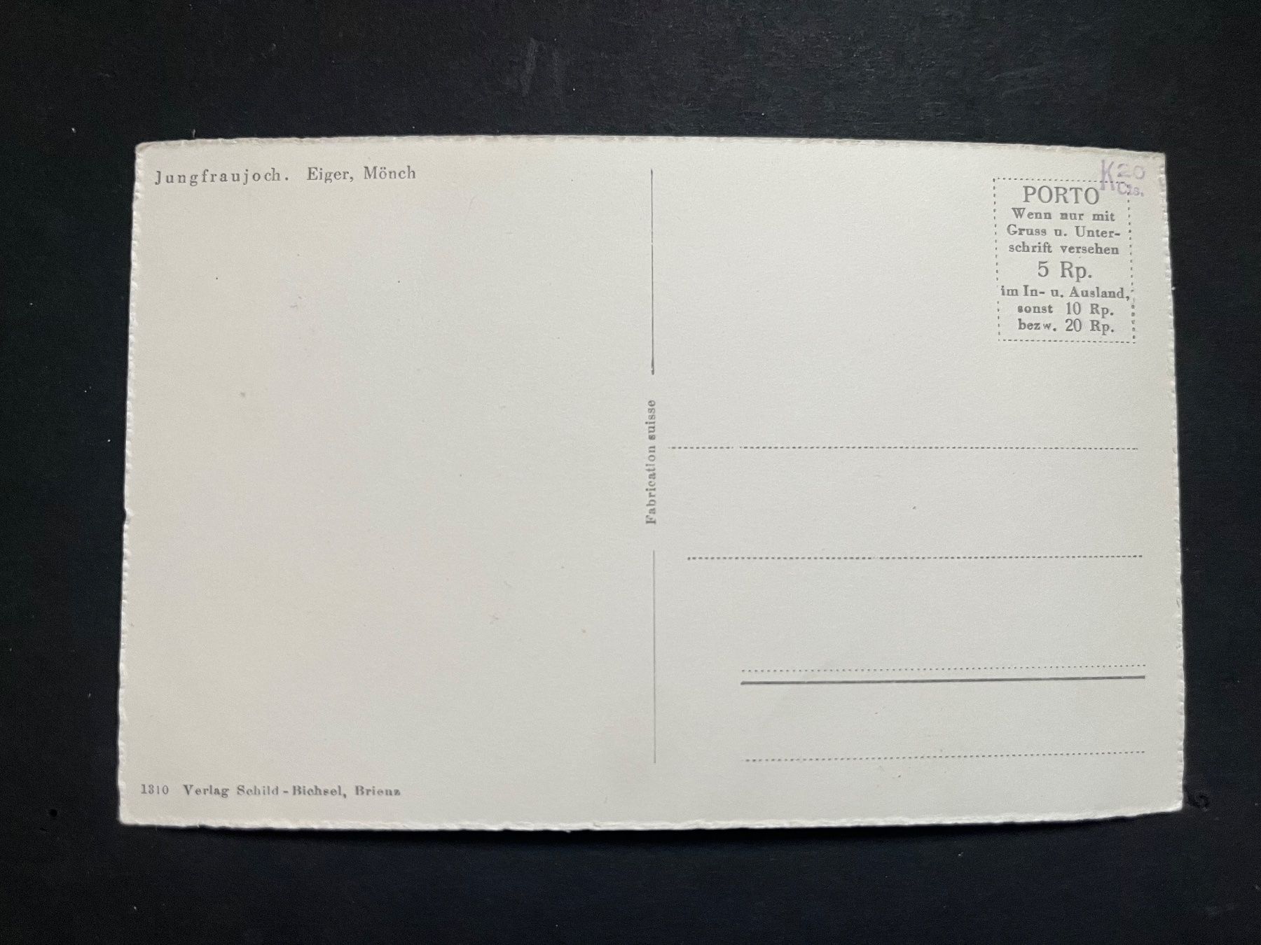 Cartoline postali: Eiger und Mönch vom Jungfraujoch aus, ca. 1940 – Usato da Ostermundigen venduto da DaxKarten-75 1
