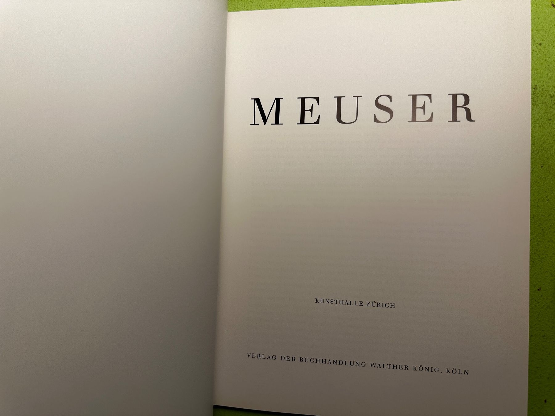 Libri: Meuser. Vorwort Bernhard Bürgi. d/e 1991 – Usato da Zürich venduto da allp 1