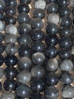 Strang echte silver Obsidian Kugeln / stone beads 8 mm