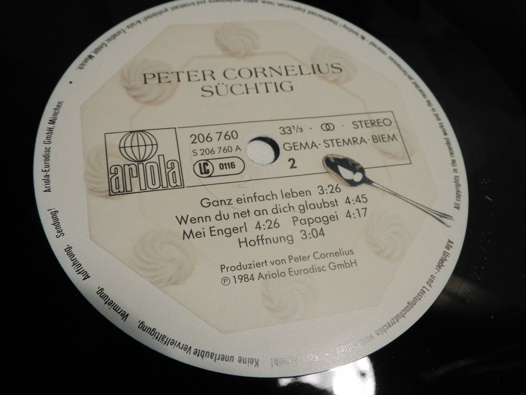 Dischi in vinile: LP -  Peter Cornelius - Süchtig - 1984 - Schallplatte    LP – Usato da Sursee venduto da 76 1