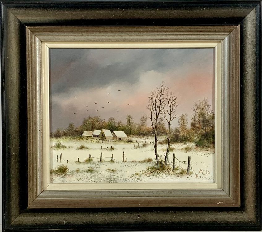 Pierre Preux (1935) Winterlandschaft Gemälde Mit Zertifikat 