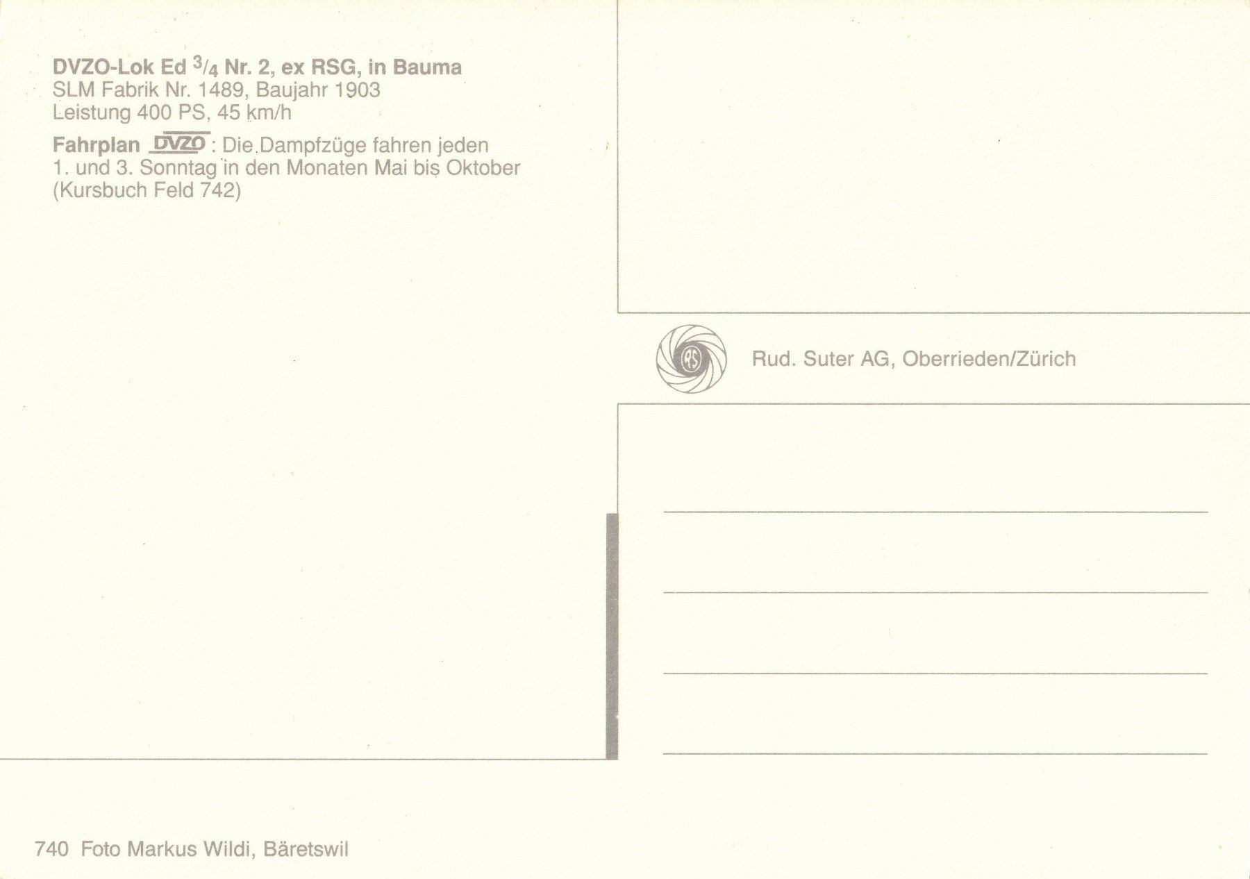 Cartoline postali: DVZO Dampflok Ed 3/4 Nr.2, AK – Usato da zürich venduto da parts5060 1