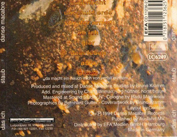 CD: Das Ich – Staub - Vergriffen! - a – Usato da Brittnau venduto da Zibu 1