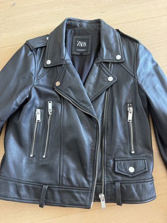 Veste motard Zara en cuir noir taille 38/M excellent état