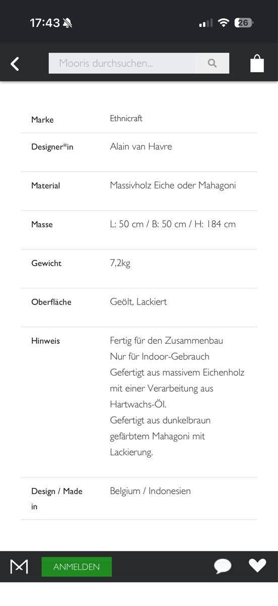 Altro in Decorazioni & Accessori: Designer Kleider Ständer von Ethnicraft – Nuovo (secondo la descrizione) da St. Gallen venduto da Frickmoser 6