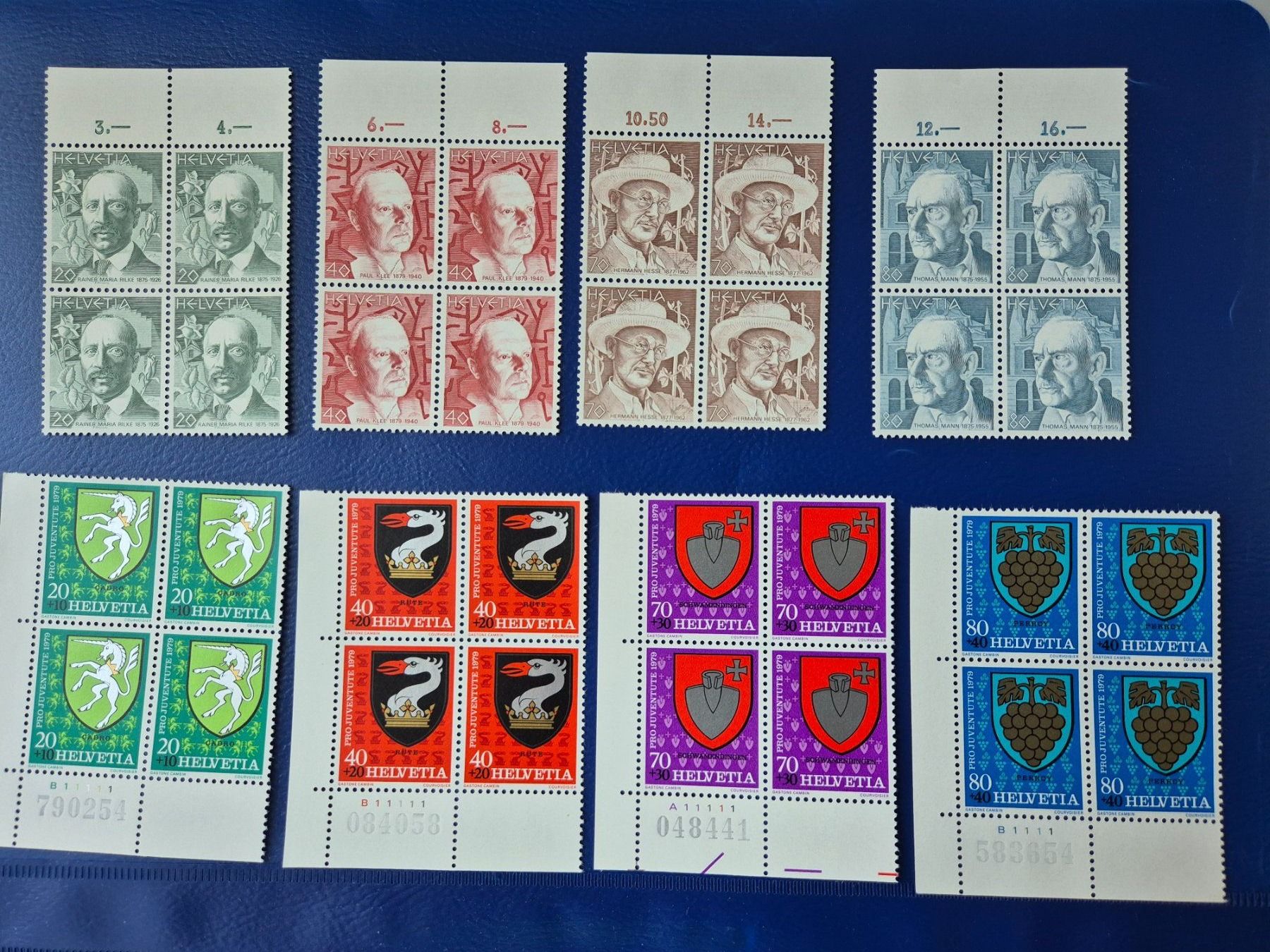 Alle Briefmarken: 8 postfrische 4er Blocks Helvetia 1979 – Neu und originalverpackt aus Seewen SZ von SuperpumaDisplayTeam