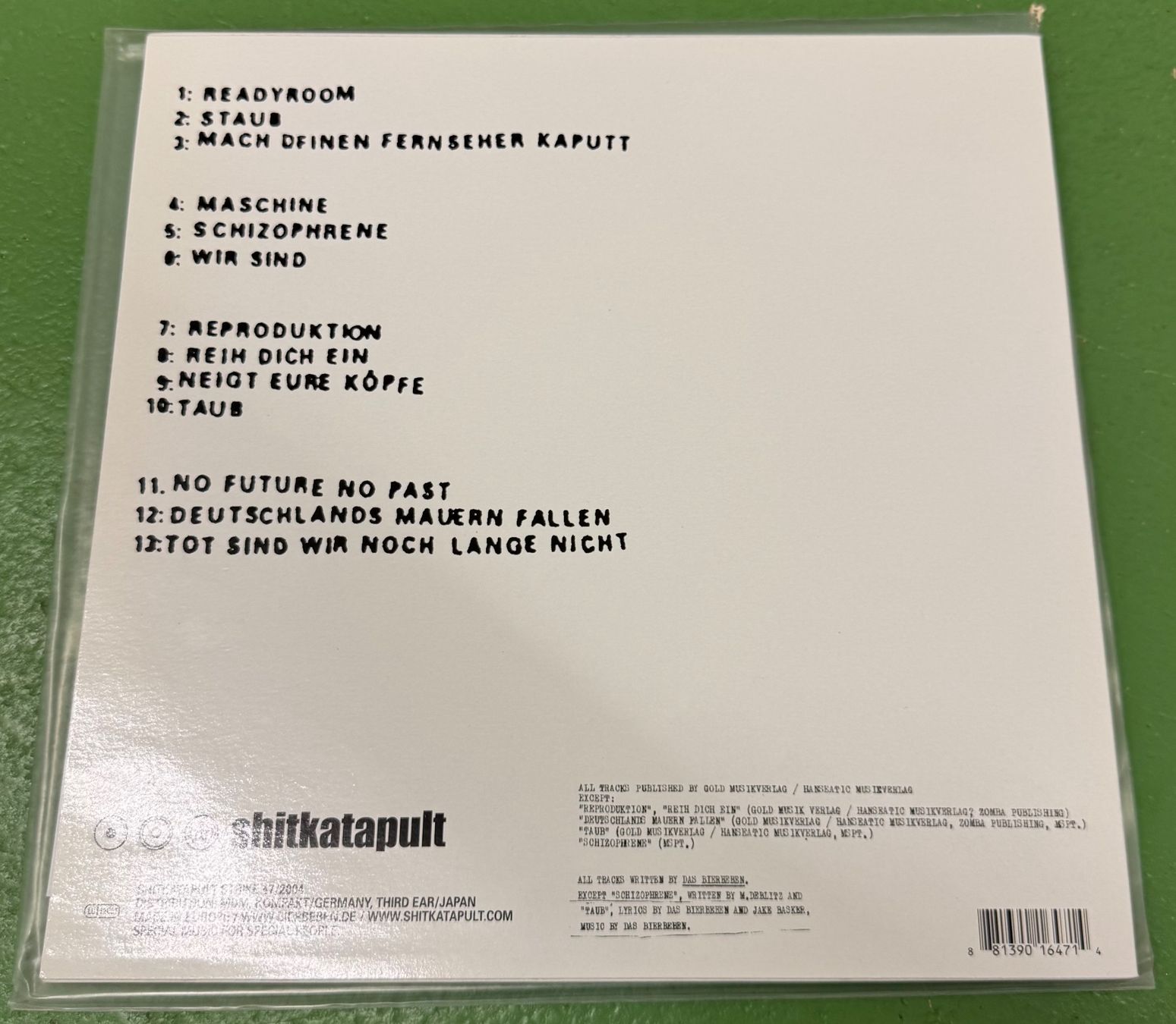 Schallplatten: Das Bierbeben: No Future No Past (mit Tocotronic-Members) – Gebraucht aus Basel von Ostschweiz06 1