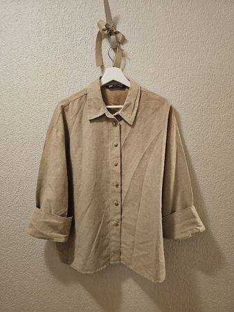 Zara Hemdbluse Wildleder Optik Beige Gr. L