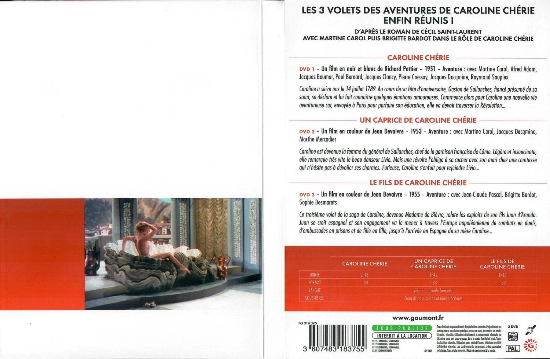 Alle DVDs: CAROLINE CHERIE - La Trilogie Gaumont – Neu (gemäss Beschreibung) aus St.Antoni von Leiasolo 1
