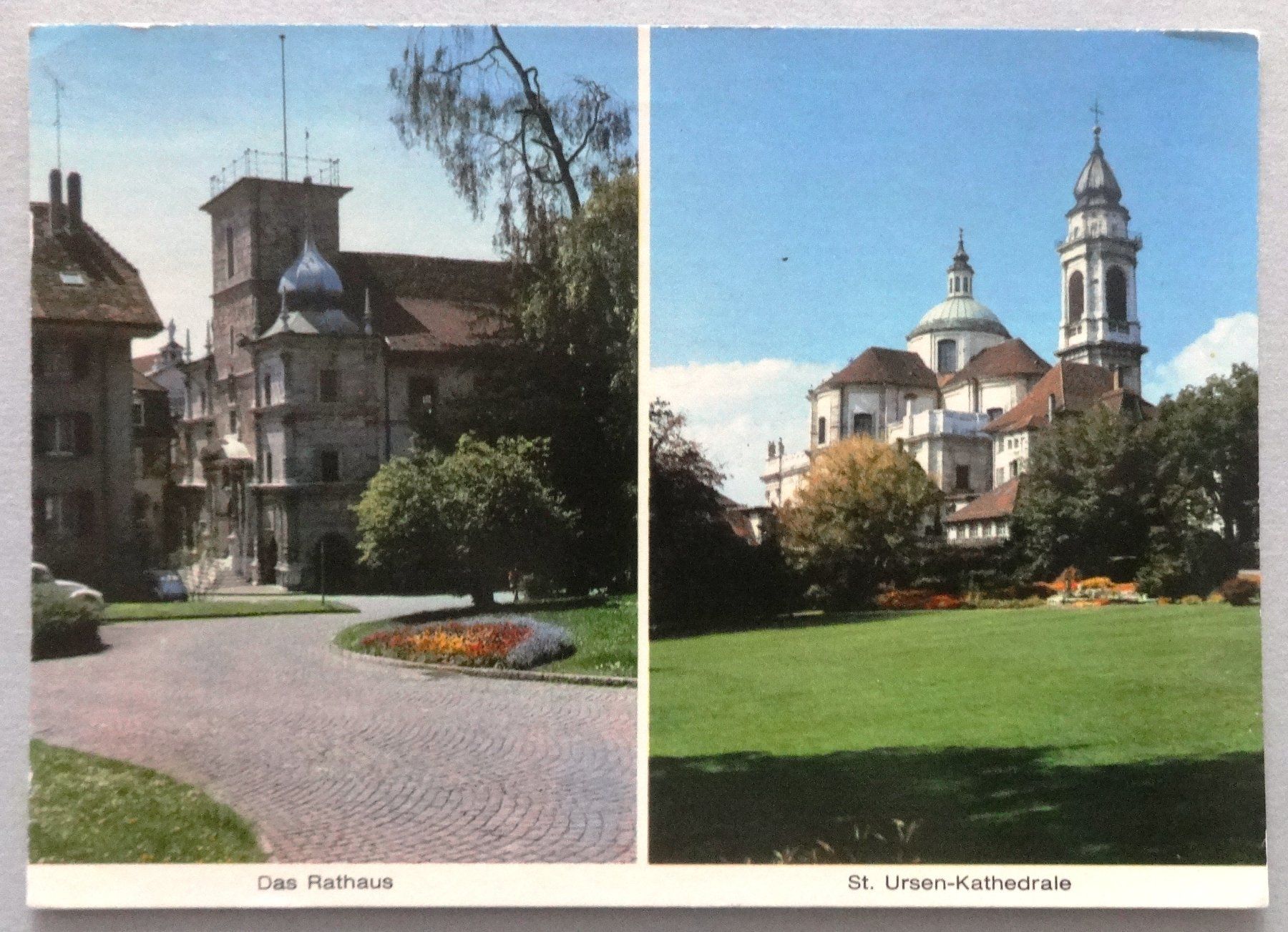 Ansichtskarten: Solothurn, Das Rathaus - St. Ursen-Kathedrale – Gebraucht aus Fétigny von Billy2miny