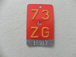 Velonummer Rad Velo Nummer ZG 73 Zug 1973 Geschenk Geburi