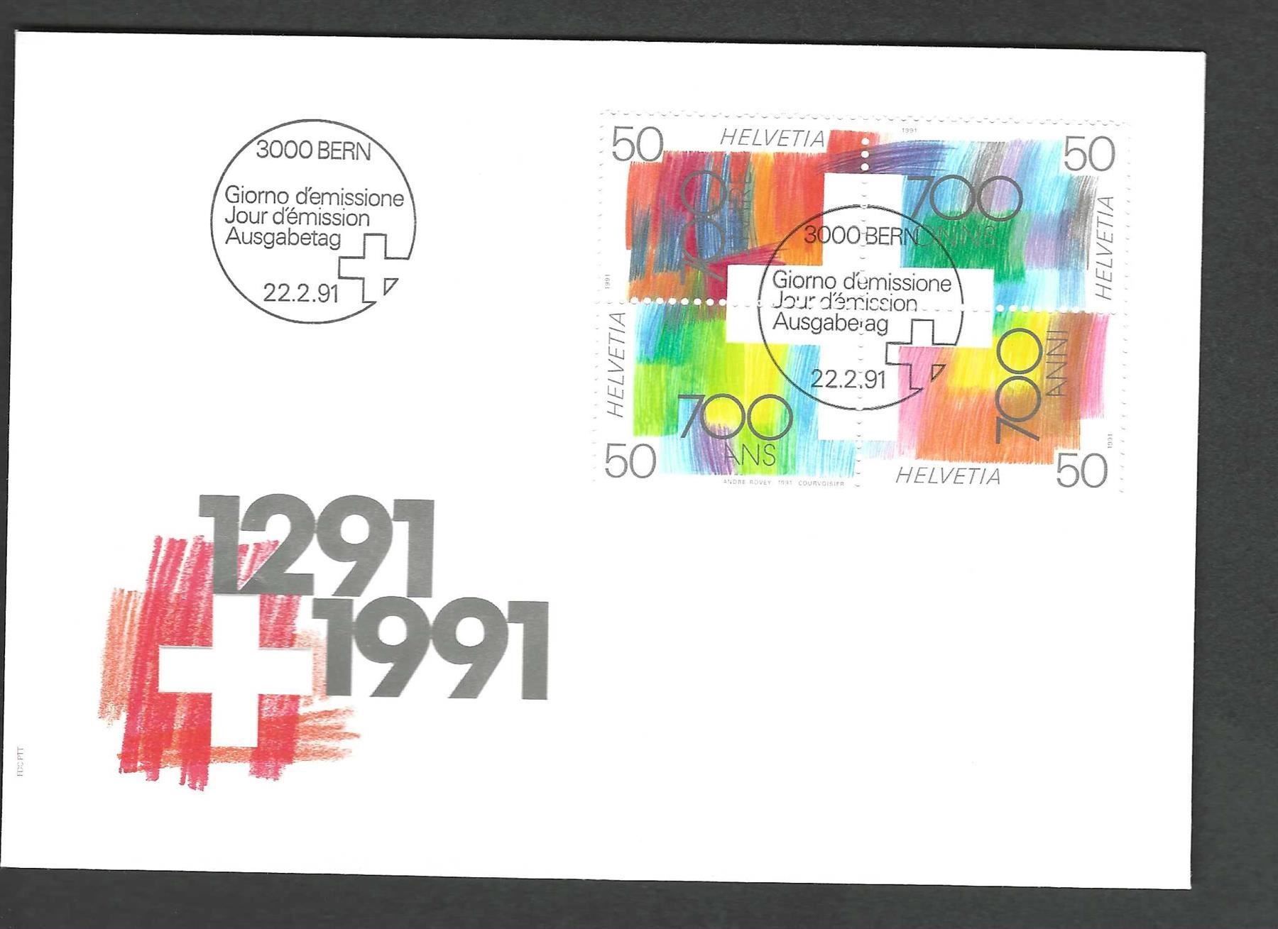 Tutti i francobolli: CH FDC Viereblock 1991 – Nuovo e nell'imballaggio originale da Koblenz venduto da Markenhimmel