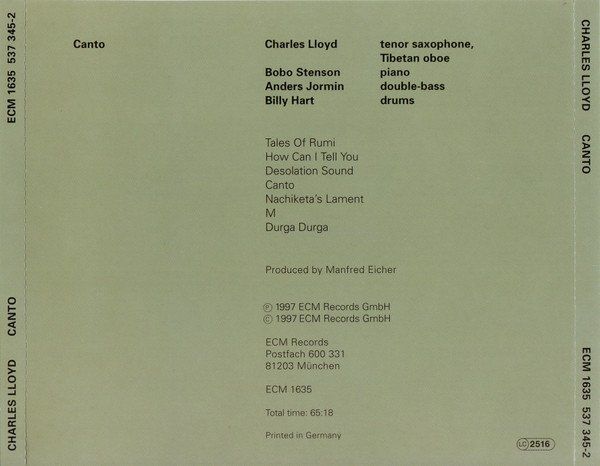 CD: Charles Lloyd CANTO Billy Hart Bobo Stenson Jazz ECM CD – Usato da Kandergrund venduto da Sososo 1