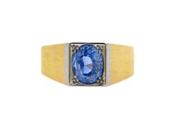 Herren Ring mit 5.1ct unbehandelten Ceylon Saphir 18K *S3192