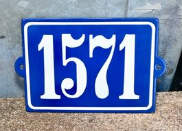 VINTAGE Emailschild Hausnummer 1571 emaille ca! 20 x 13cm