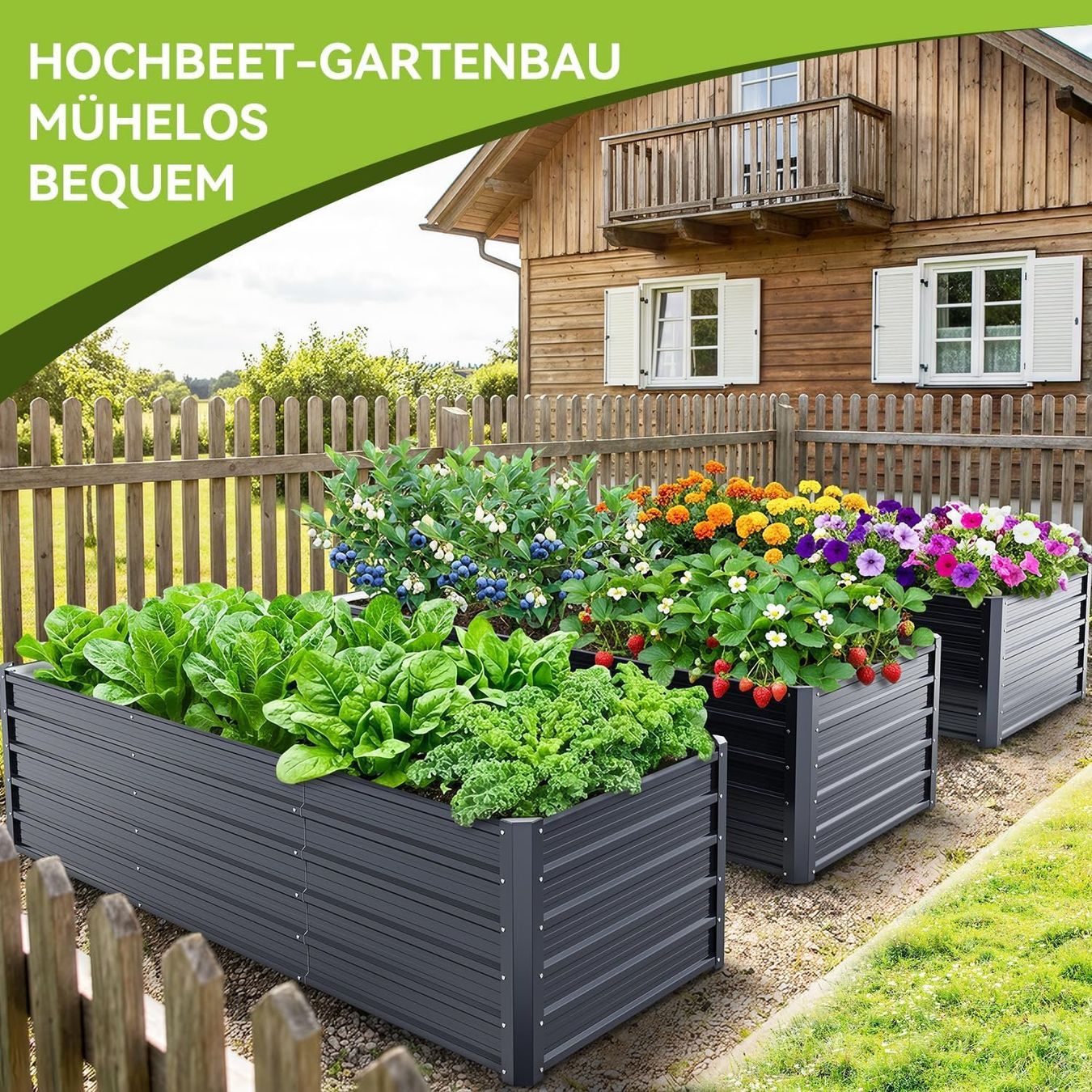 Vasi per fiori: Hochbeet Metall 240x90x60 cm Garten Anthrazit – Nuovo e nell'imballaggio originale da Schaffhausen venduto da lou_w76n 6