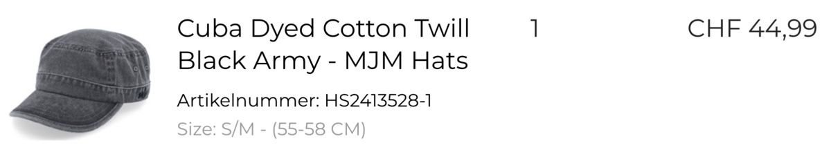 Copricapi, berretti & cappellini: Neue MJM Cap Schwarz Gr. S/M, Army-Style – Nuovo e nell'imballaggio originale da Märwil venduto da Saliman7 6