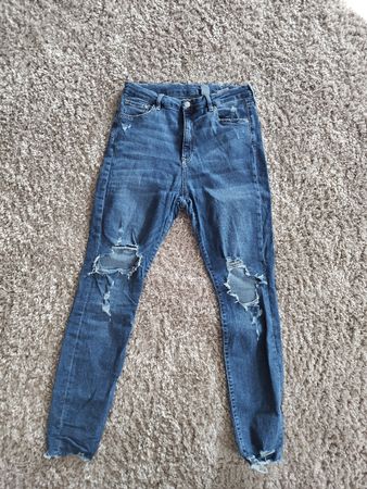H&M Jeans, Super Skinny High Waist, Gr. 32, Destroyed look