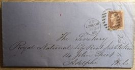 Sello Gran Bretaña, Red Peny , Carta-Documento,, 1864